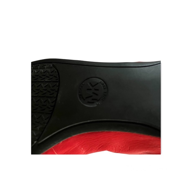 MICHAEL KORS NWT Bright Red Leather Bow Ballet Flats with Silver Logo - Picture 8 of 8